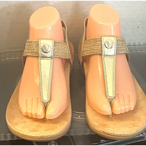 Vionic Shoes Vionic Tan And Gold Tstrap Sandals Poshmark